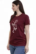 Cotton Blend Printed T-shirt for Men, Maroon 