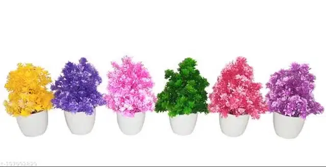 Artificial Plants with Pot (Multicolor, Set of 6)