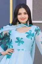 Georgette Printed Gown with Dupatta for Women 