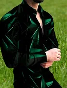 Lycra Printed Shirt For Men, Green 