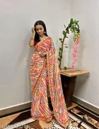 Georgette Solid Saree for Women, Multicolor 