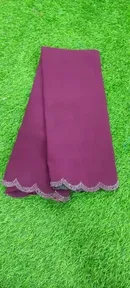 Crepe Solid Saree for Women, Wine 