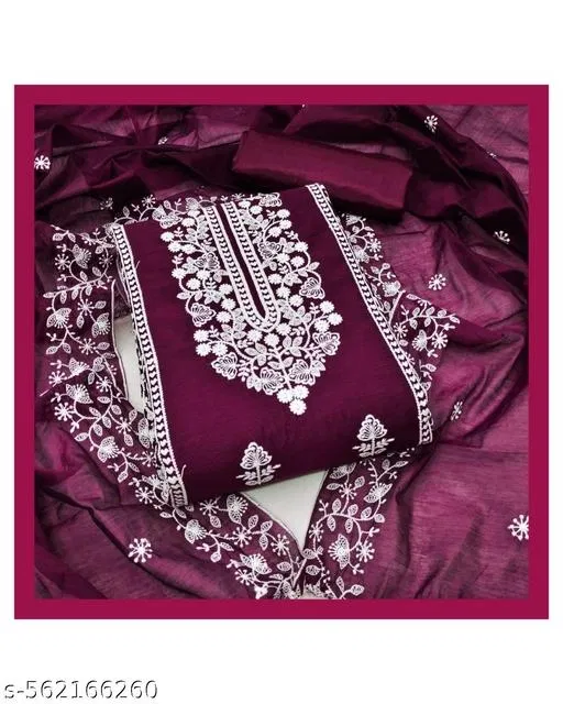 Chanderi Cotton Punjabi/All Over Suits for Women (Purple, 5.85 meter (S)