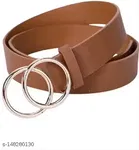 Double Ring Faux Leather Belt For Women's & Girls, Multicolour