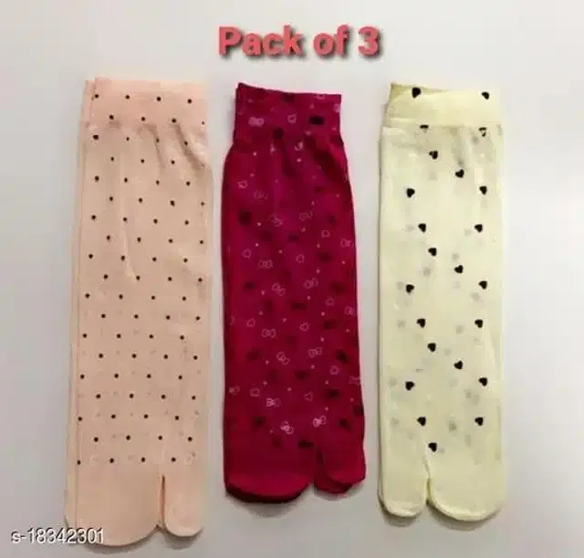 Nylon Socks for Women (Multicolor, Pack of 3)