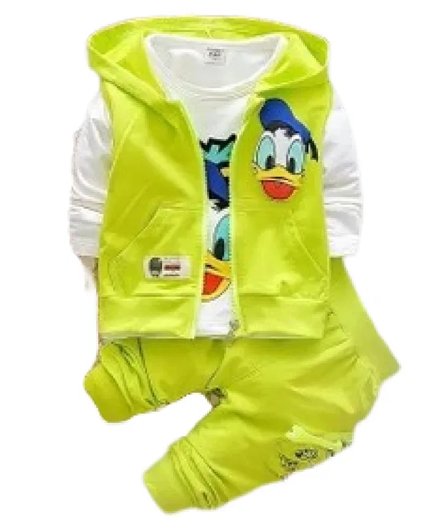 Hosiery Printed Clothing Set for Kids (Yellow, 9-12 Months)