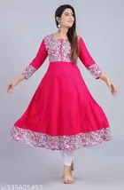 Printed Crepe Kurtis for Women, Dark Pink 