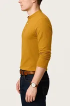 Mandarin Collar Solid T-Shirt for Men 