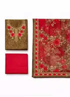 Printed Crepe Unstitched Suits With Dupatta for Women & Girls, Multicoolour