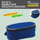 Dual Tone Lunch Box With 2 Steel Containers, 1 Plastic Chapati Box And 1 Bag