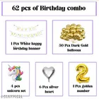 62 Pcs 2nd Birthday Decoration kit, Golden, Set of 1