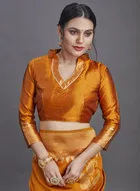Litchi Silk Zari Woven Saree for Women, Mustard 