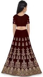Satin Embroidered Lehenga with Choli & Dupatta for Girls 