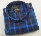 Cotton Blend Checked Shirt for Men, Blue 