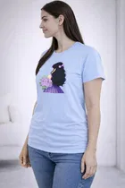 Cotton Blend Printed T-shirt for Men, Aqua Blue 