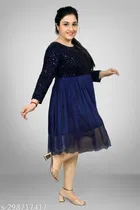 Net Solid Dress for Women 