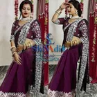 Poly Georgette Solid Saree For Women, Purple