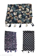 Chiffon Printed Scarves for Women, Multicolor, Pack of 3