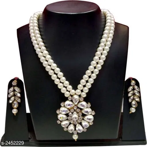 Elegant Alloy & Pearl Jewellery Set
