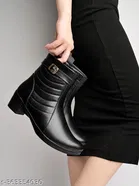 Shoetopia Solid Synthetic Boots Black 