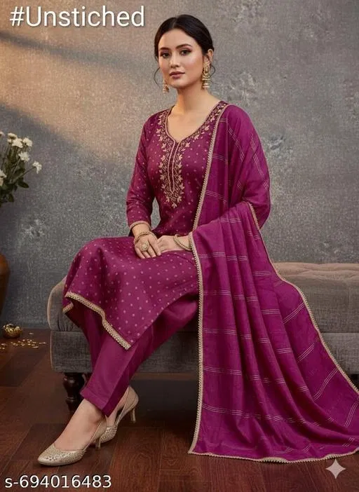 Chanderi Cotton Punjabi/All Over Suits for Women (Multicolor, 6.65 meter (XXL)