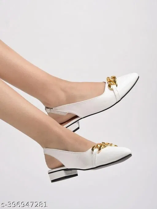[85] Solid Patent Leather Ballerinas for Women (White, IND-4)
