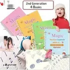 Magic Practice Copybook (4 Pcs) with Pen, Grip & 10 Refills Education Material for Kids (Set of 16)
