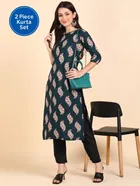 Crepe Block Print Women's Kurta with Pant Set 