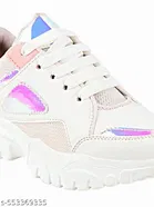 Solid Synthetic Sneakers for Girls 