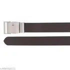 Brown Genuine PU Belt Featuring an Automatic Slider Buckle for Men