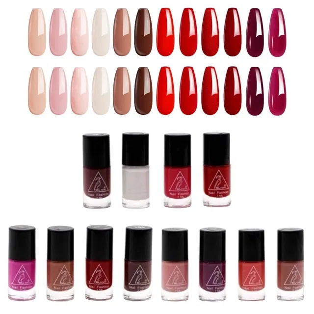 Glossy Finish Nail Paint (7 ml, Pack Of 12)