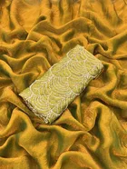 Satin Solid Saree for Women, Yellow 