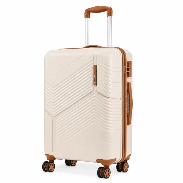 Safari Carter Pro CM 28 Inch [Large] Trolley Bag with 360° Spinner 8 Wheels, Beige