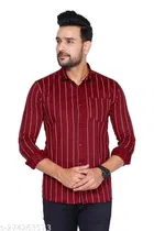Cotton Blend Checked Shirt for Men, Maroon 