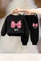 Cotton Blend Printed Clothings Set for Girls,  (Black, 0-6 Months)