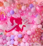 Barbie Theme Birthday Balloon Decoration Kit For Kids, Multicolor, Pack Of 77