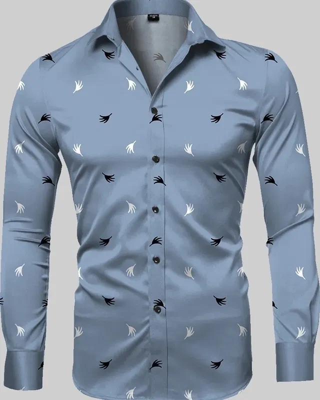 Full Sleeves Shirt for Men (Blue, XL)