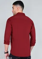 Cotton Blend Solid Shirts for Men, Maroon 