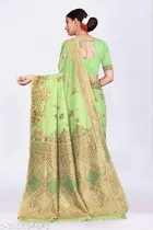 Linen Zari Woven Saree for Women 