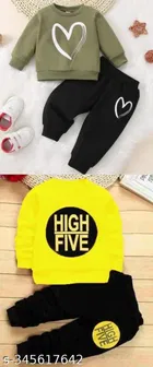 Hosiery Cotton Full Sleeves T-Shirt with Pant Clothing Set for Kids 