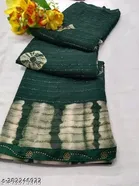 Georgette Printed Saree for Women, Green 