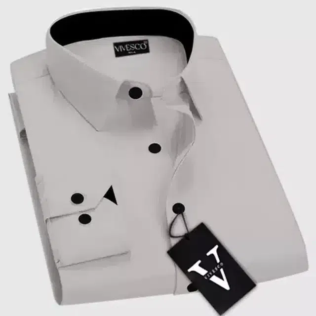 Full Sleeves Shirt for Men (Light Grey, S)