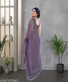 Tissue Printed Saree for Women, Purple 