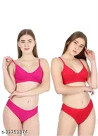 Cotton Blend Solid Lingerie Set for Women 