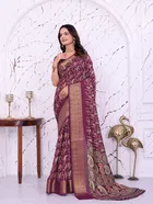 Dola Silk Printed Saree for Women, Purple 