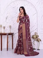 Dola Silk Printed Saree for Women, Purple 