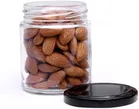 Afast 200 ML Glass Jar Round Shape,with Black Metal Color Cap Rust Proof Air Tight '