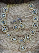 Premium Quality Kundan Necklace Set for Women, Golden