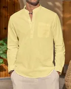 Full Sleeves Solid Short Kurta for Men 