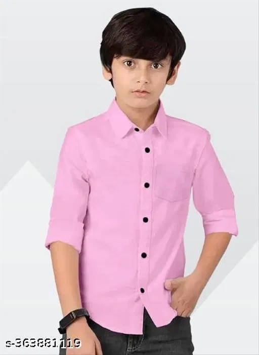 Solid Long Sleeve Shirt for Boys (Pink, 4-5 Years)